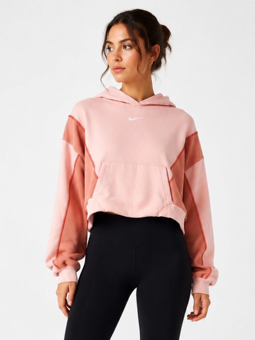 Nike Pink Colorblock Cropped Hoodie Women’s L